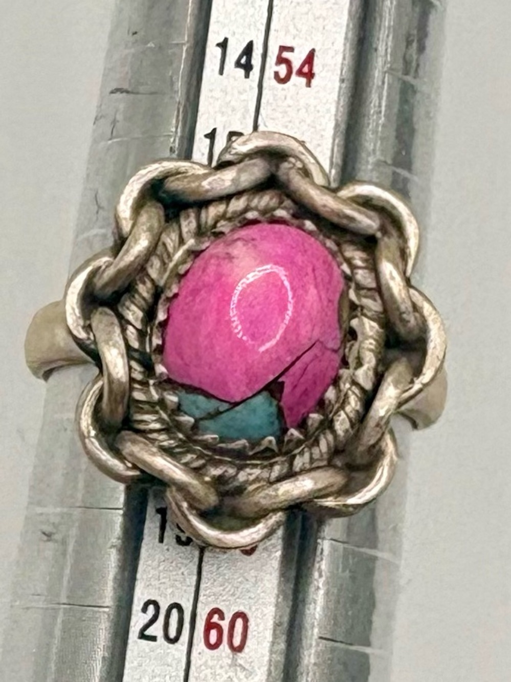 NWT Artisan Sterling Silver Cotton Candy Turquoise Ring Adjustable - Picture 3 of 14